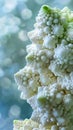 A close up of a bunch of white cauliflower on top, AI