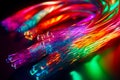 Close up of bunch of wires with many colors of lights on them. Generative AI