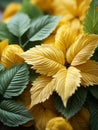 a close up of a bunch of yellow and green leaves