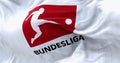 Close-up of the Bundesliga flag waving in the wind