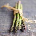Close up of a bundle of asparagus. Conceptual image