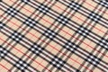 Close-up of Burberry fabric texture in beige, black and red. Image for your design October 26, 2023 in Kyiv, Ukraine