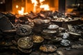 Close-up of burning bitcoin. harsh depiction of massive financial losses in cryptocurrency market