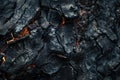 Close up of burning black charred tree bark Royalty Free Stock Photo