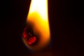 Close up of a burning candle flame Royalty Free Stock Photo