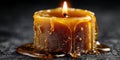 Close-up of burning Christmas candle with wax drippings Royalty Free Stock Photo