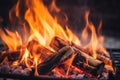 Close up of burning coals from a fire. Royalty Free Stock Photo