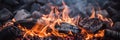 Close up of burning coals from a fire. Royalty Free Stock Photo