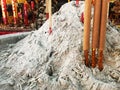 Close up of the burning incense sticks in Thailand temple Royalty Free Stock Photo