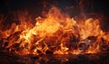 Close-up of burning lump coal as an abstract background.