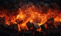 Close-up of burning lump coal as an abstract background.