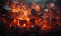 Close-up of burning lump coal as an abstract background.