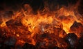 Close-up of burning lump coal as an abstract background.