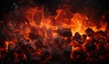 Close-up of burning lump coal as an abstract background.