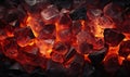 Close-up of burning lump coal as an abstract background.