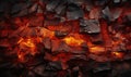 Close-up of burning lump coal as an abstract background. Royalty Free Stock Photo