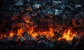 Close-up of burning lump coal as an abstract background.