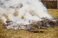 Close-up of a burning pile of branches