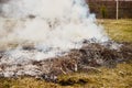 Close-up of a burning pile of branches
