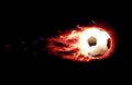 Burning soccer ball with a tail of flames Royalty Free Stock Photo