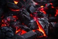 Close-up of burning wooden coal