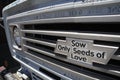 Close up of bus of positive messages sow only seeds of love Royalty Free Stock Photo
