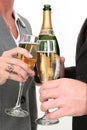 Close-up Business Couple Pouring Champagne
