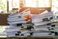 Close up of business documents stack on desk Royalty Free Stock Photo