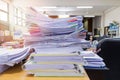 Close up of business documents stack on desk Royalty Free Stock Photo