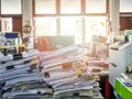 Close up of business documents stack on desk Royalty Free Stock Photo