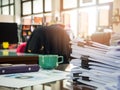 Close up of business documents stack on desk Royalty Free Stock Photo