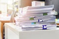 Close up of business documents stack on desk Royalty Free Stock Photo