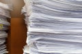 Close up of business documents stack on desk Royalty Free Stock Photo