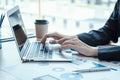 Close up of business female hands busy typing on a laptop Royalty Free Stock Photo