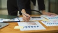 Close up business female hands signing documents on table Royalty Free Stock Photo