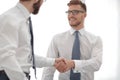 Close up.business handshake of business people on a light background Royalty Free Stock Photo