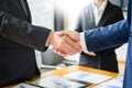 Close up of a business handshake, finishing up a meeting acquisi