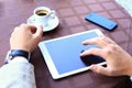 Close-up of business male hands touching digital tablet Royalty Free Stock Photo