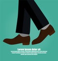 Close-up Of Business Man With Leather Shoes Walking Isolated On