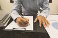 Close up business man signing contract making a deal Royalty Free Stock Photo