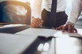 Close up business man signing contract Royalty Free Stock Photo