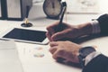 Close up business man signing contract making a deal, classic bu Royalty Free Stock Photo