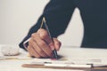 Close up business man signing contract making a deal, classic bu Royalty Free Stock Photo