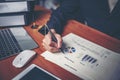 Close up business man signing contract making a deal, classic bu Royalty Free Stock Photo