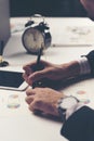 Close up business man signing contract making a deal, classic bu Royalty Free Stock Photo