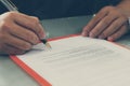 Close up of business man signing contract making a deal Royalty Free Stock Photo