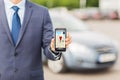 Close up of business man with smartphone navigator Royalty Free Stock Photo