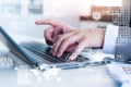 Close up of business man typing on laptop computer Royalty Free Stock Photo