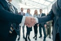 close up. business partners confirming the contract with their handshake Royalty Free Stock Photo