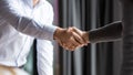 Close up business partners shaking hands, making agreement, acquaintance Royalty Free Stock Photo